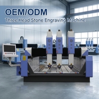 Machine de gravure CNC à trois têtes pour la fabrication de monuments funéraires, de pierres commémoratives en granit et en marbre