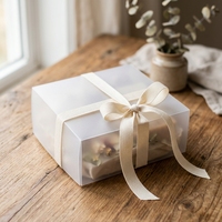 Boîte d'emballage en plastique mat rigide à fermeture à ruban personnalisée, élégante et plate, pour le transport de cadeaux textiles et d'écharpes