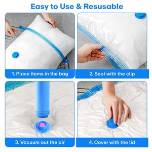 Classic Hot Sale Space-saving Transparent Eco-Friendly Multifunction Clothes Vacuum Storage Bags with Hand <b>Pump</b> for Travel - Product Image 5