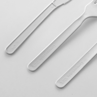 Kit de 450 pièces de couverts jetables résistants à la chaleur en PLA blanc compostable, couteau, fourchette, cuillère, service de restauration rapide à emporter, emballage vert
