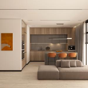 חם מכירה מודולרי מותאם אישית ארונות מטבח מלמין לוח באיכות גבוהה מטבח מלא ערכות דירה להשתמש בעיצוב מודרני cbmart - Product Image 2