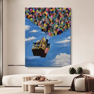Up Movie Inspired Hand Painted Oil Painting Cartoon Abstract Art 3D Effect Wall Decor For Living Room Or Childrens Room - Product Image 1