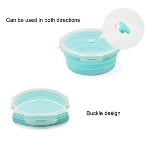 USSE Popular <b>Hot</b> Selling Simple Style <b>Food</b> Grade Silicone Collapsible <b>Lunch</b> <b>Box</b> with Plastic Lid - Product Image 2