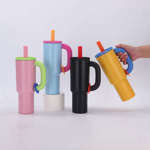 Gobelet en acier inoxydable étanche avec poignée paille isolée sous vide pour thé café glacé boissons chaudes et froides camping unisexe - Product Image 3