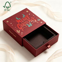 Boîte à bijoux de Noël en carton rigide avec tiroir coulissant pour collier, bracelet, cosmétiques, montre, ceinture, avec insert EVA personnalisé