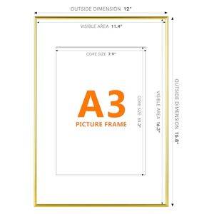 Paquete de 5 Marcos para Certificados de Pared y Sobremesa, Tamaños 8.5x11, A3 y A4, con Vidrio de Alta Definición, Marcos Metálicos para Diplomas y Documentos - Product Image 2