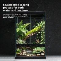 Terarium Reptil Kura-kura Darat Bearded Dragon Gecko Ular Peliharaan; Tangki Hutan Hujan Kaca Berlapis Ganda dengan Bukaan Depan