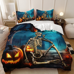 Copripiumino con motivo a zucca di Halloween con stampa 3D copripiumino di alta qualità - Product Image 6