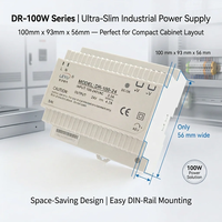 Alimentation industrielle sur rail DIN 100W 24V 12V 15V, SMPS isolé de classe II avec protection contre les surcharges pour l'automatisation