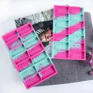 Conjunto de molde de silicone domino de brinquedos, 2 peças, cores, mistura de cores, resina epóxi, confecção de molde para domino, ferramentas de cozimento para doces e chocolate