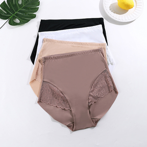 Factory <span class=keywords><strong>Outlet</strong></span> Cómodas bragas diarias para mujer Breve cintura alta 4 colores Encaje Hipster High Stretch Transpirable Sólido - Product Image 1