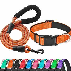 Para <span class=keywords><strong>Amazon</strong></span> Best Seller Collar de perro de nailon reflectante ajustable y conjunto de correa con decoraciones de cinta Patrón sólido Suministros para mascotas - Product Image 6