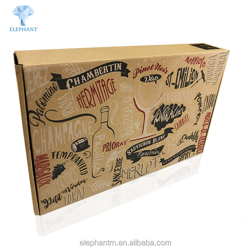 Luxury Folding Big Wine Kraft Printing Boxes 6 Wine Bottles Packaging Gift With Custom Logo
