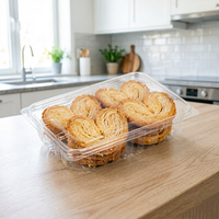 Boîte à emporter en plastique PET de qualité alimentaire, avec couvercle à fermeture, transparente, rectangulaire, pour la présentation de desserts, pizzas, sushis