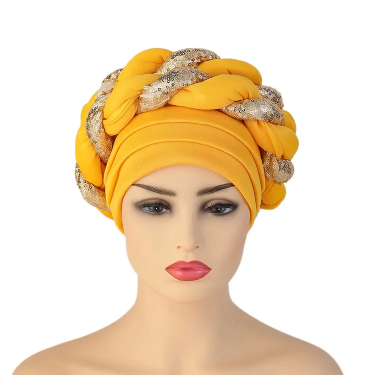 अफ्रीकी महिलाओं पगड़ी टोपी मनके स्कार्फ चोटी सुरुचिपूर्ण खिंचाव सिर पर लपेट Beanie मुड़ चोटी लपेटें टोपी अशुद्ध मोती Headwrap