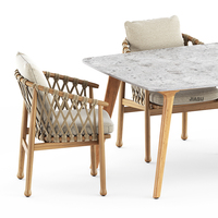 Chaise de jardin d'extérieur empilable en rotin plastique, teck moderne, aluminium, corde tressée, pour salon de luxe, piscine, café, salle à manger