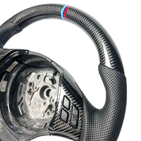 Volant sport ergonomique à fond plat en cuir véritable enveloppé de fibre de carbone, personnalisé, luxe, haute performance