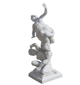 Escultura de hombre y mujer desnuda griega de tamaño real de mármol blanco famoso tallado a mano - Product Image 1