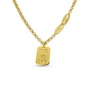 ME VS ME Charm Necklace Simple Design Plated Gold Clavicle Chain Necklace Lucky Letter Necklace Stainless Steel