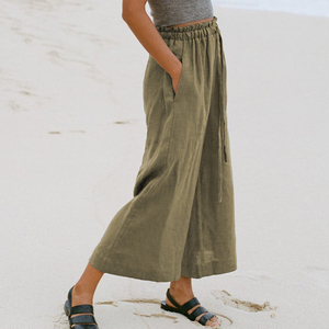 2023 New Fashion pantaloncini di <span class=keywords><strong>lino</strong></span> <span class=keywords><strong>donna</strong></span> estate allentata a vita alta sport Casual Plus Size pantaloncini da <span class=keywords><strong>donna</strong></span> - Product Image 5