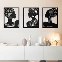 Putuo Decor Tableau Mural 3D en Bois Noir, Art de Lignes, Décoration Minimaliste pour Chambre et Salon