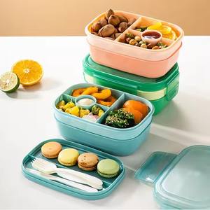 High Quality Large Capacity Ice Crystal Salada <b>Lunch</b> <b>Box</b> Plastic Lid Microwave Heating Food Storage Preserver Includes Spoon - Product Image 3