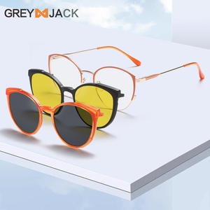 Gafas de Sol Magnéticas Grises con Clip, Montura de Acero Inoxidable, Lentes Polarizadas TAC, Estilo Ojo de Gato, Unisex, con Espejo - Product Image 3