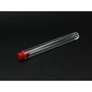 Tube à essai en verre 15x225mm à fond plat avec bouchon rouge pour usage en laboratoire - Product Image 1
