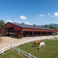 Structure en acier professionnelle stable pour l'équitation et l'élevage, bâtiment métallique préfabriqué à grande portée, abri durable pour animaux