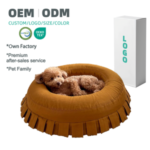 Op maat gemaakte antislip orthopedische luxe hondenbank ronde bedden kussen verwijderbaar traagschuim huisdieren kattenbedden OEM ODM - Product Image 1