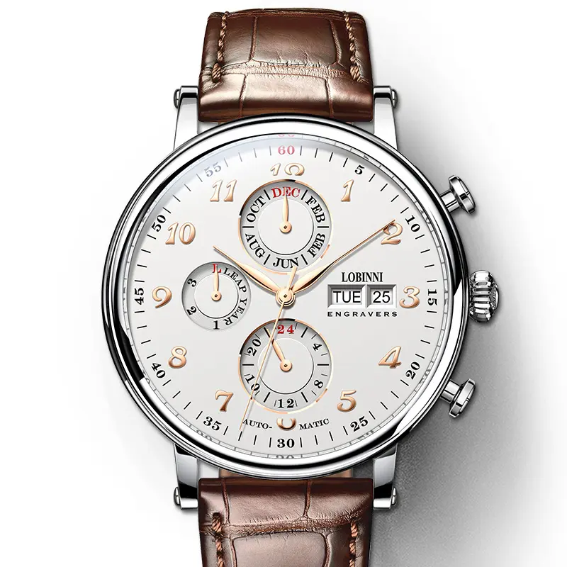 LOBINNI-Reloj de acero inoxidable ultradelgado para hombre, personalizado, de lujo, de negocios, con movimiento mecánico