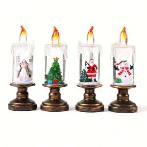 Custom Flameless LED Christmas Candle Light PVC <b>Plastic</b> <b>Snow</b> <b>Globe</b> Base Holiday Decoration Bulk OEM Timer Function AXGIFTS - Product Image 1