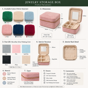 Custom Velvet Jewelry <b>Box</b> with Mirror Premium Packaging for Jewelry Brands <b>Gift</b> Presentation and Retail Stores - Product Image 2