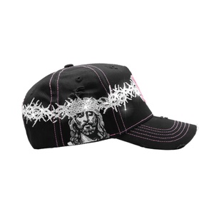 Casquettes de baseball en daim Sombrero G5 Rude Hats pour Halloween avec broderie rose 'RUDE', design fil barbelé en strass, sportives et unisexes - Product Image 4