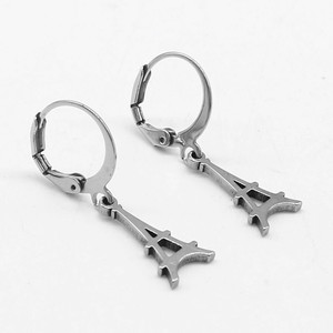 Pendientes colgantes de acero inoxidable con forma de Torre Eiffel de yunnique para mujer, joyería de regalo, pendientes colgantes de moda - Product Image 1