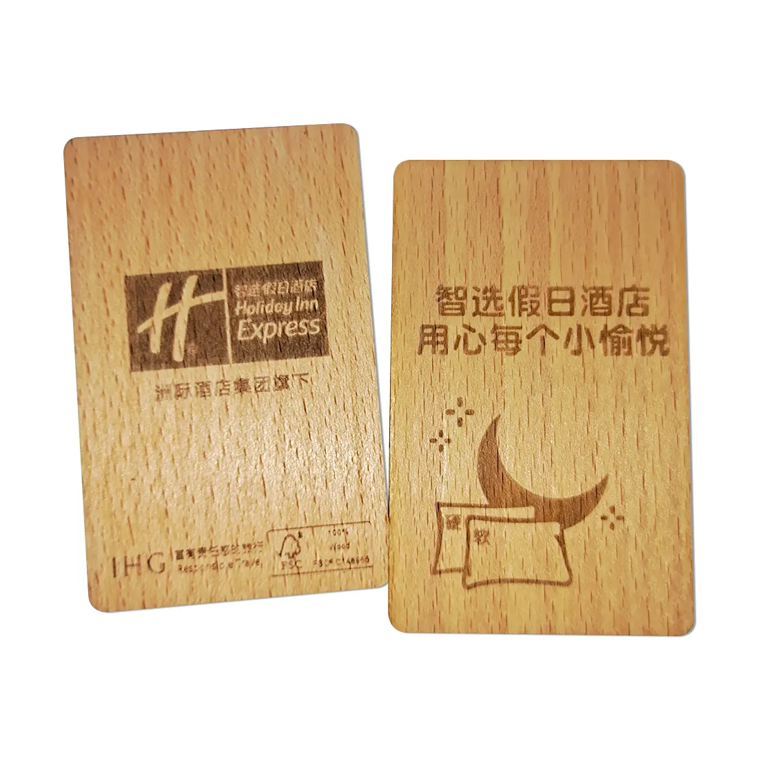 Cartão de madeira com estampa 4C personalizada ECO, cartão com listra magnética para bagagem, etiqueta de madeira para quarto de hotel, etiqueta de bagagem de bambu