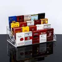 Présentoir en acrylique transparent à plusieurs niveaux, incliné, pour comptoir, idéal pour l'affichage de tabac et d'emballages en magasin de proximité