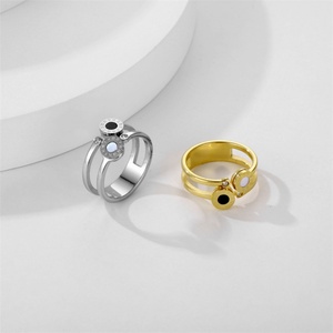 Fashion Womens Shell Rings Stainless Steel Gold Plated Engraved Roman Numerals Ring - Product Image 4