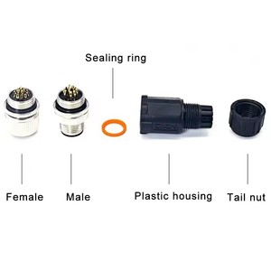 Connecteur d'aviation M12 étanche 17 broches, mâle/femelle, pour capteur, 4, 5, 8, 14 broches, plaqué or, IP67, connexion à souder - Product Image 6