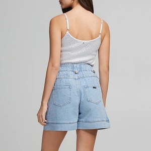 Short en jean taille haute pour femme, style streetwear, orné de strass, bleu délavé – Collection Jorts – Offre Spéciale - Product Image 3