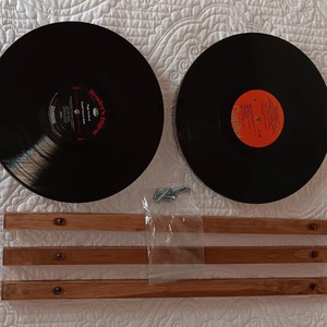Étagère à disques vinyles en bois à 2 niveaux, style rustique, support pour plantes d'intérieur - Product Image 4