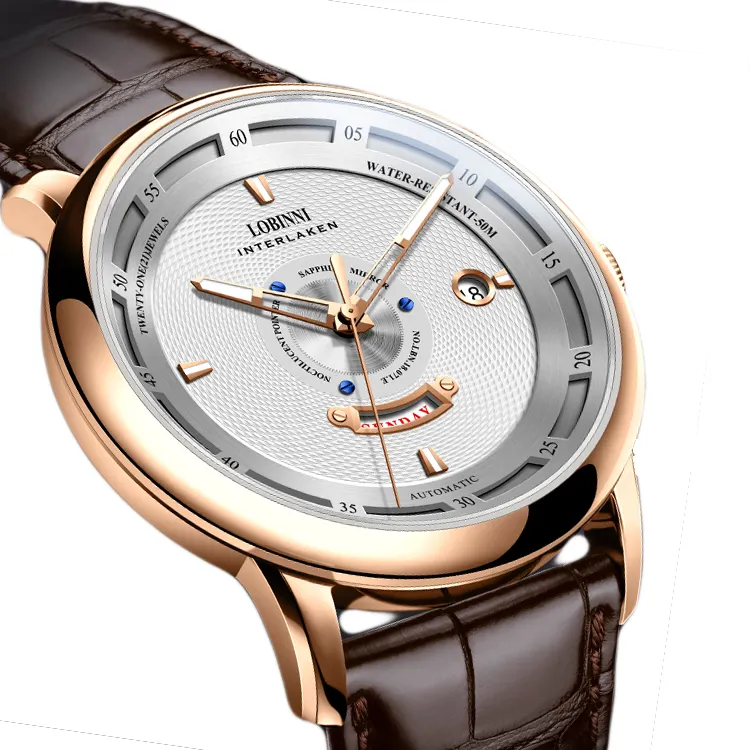 LOBINNI 18071 reloj de pulsera de estilo minimalista personalizado relojes mecánicos luminosos hombres automáticos