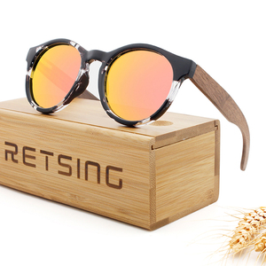 新着人気の偏光レンズ木製サングラスエコフレンドリーカスタム木製サングラスロゴラウンドフレーム竹サングラス男性 - Product Image 6
