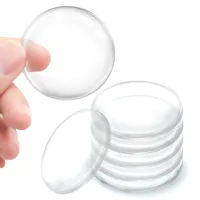 Butoir de porte rond transparent en silicone, auto-adhésif, lavable et réutilisable, pour vente en gros