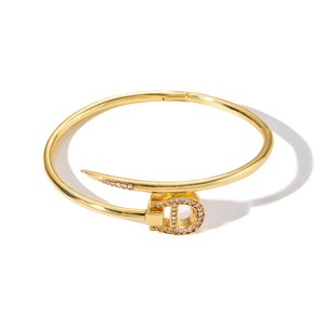Pulsera cruzada de oro y plata, aleación de zinc, diseño geométrico, regalo de joyería unisex - Product Image 5