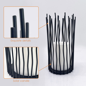 Home Decor Garden Outdoor Waterproof Coral Shape Long Tapered Battery Operated Solar Iron <strong>Led</strong> Candle <strong>Candlestick</strong> - Product Image 6