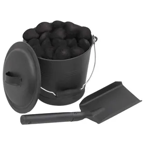 Coal and Ash Bucket with Shovel and Hand Broom