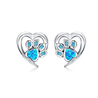 Pendientes de Cruz - Joyería Religiosa Chapada en Plata con Incrustaciones de Ópalo Azul para Mujer al por Mayor