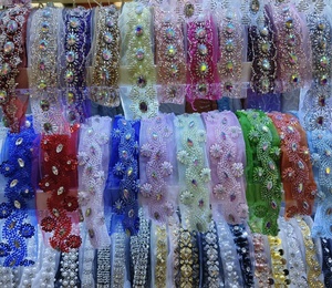 Ái lực tùy chỉnh thiết kế ribbon ngọc trai vàng <span class=keywords><strong>sequin</strong></span> cắt tỉa băng thạch đính cườm thêu ren TRIM cho quần áo phụ kiện - Product Image 1