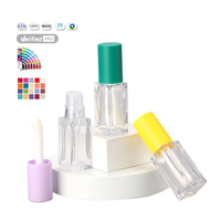 Tube de brillant à lèvres vide en PETG avec bouchon à vis, design givré carré de luxe, applicateur épais, personnalisable avec logo – Grande Vente